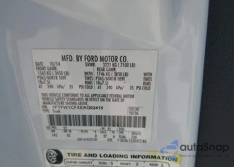 2014 Ford F-150 Xlt z USA, uszkodzony, nr VIN 1FTFW1CFXEKG02415